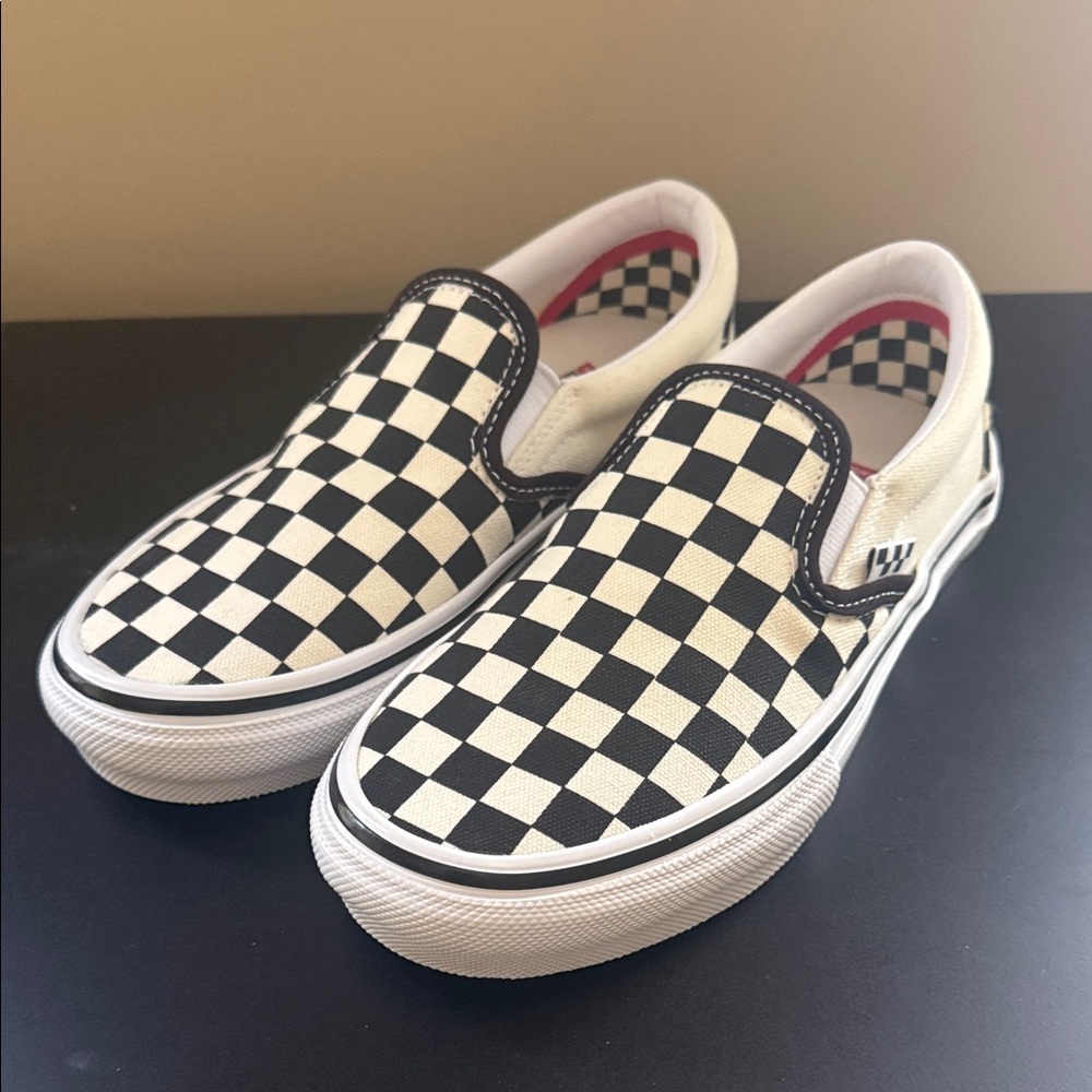 Vans Classic Slip-On Checkerboard Black and White Kids Sneakers